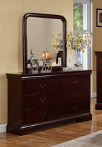 Fiona Cherry Wood 6-Drawer Dresser with Mirror