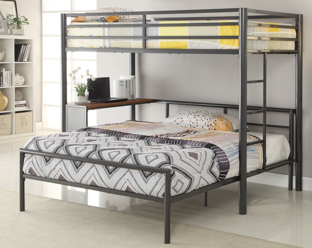 Fisher Gunmetal Twin Workstation Loft Bed with Full Bed