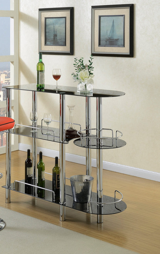 Fortunata Black Glass/Chrome Metal Bar Stand