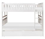 Galen White Wood Full Bunk Bed with Storage