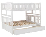 Galen White Wood Full Bunk Bed with Storage