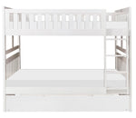 Galen White Wood Full Bunk Bed with Twin Trundle