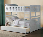 Galen White Wood Full Bunk Bed with Twin Trundle