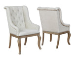 Glen Cove 2 Cream Fabric/Barley Brown Wood Arm Chairs