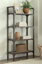 Gorden Weathered Oak Wood/Antique Silver Metal Bookcase