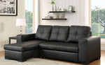 Denton Black Leatherette Sectional w/ Sleeper