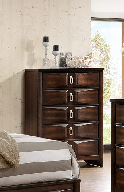 Graziana Deep Rustic Wood 5-Drawer Chest