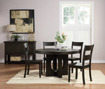 Haddie Distressed Walnut Wood Round Dining Table