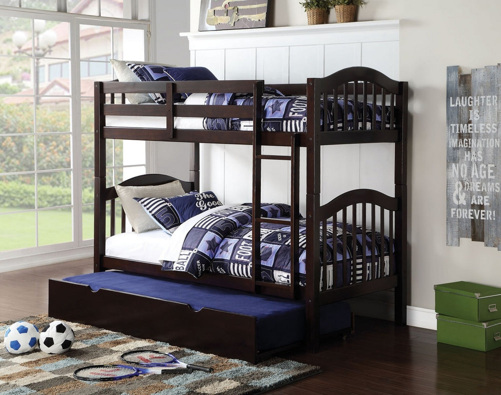 Heartland Espresso Pine Wood Twin/Twin Bunk Bed with Trundle