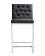 Helsinki 2 Black Vegan Leather/Steel Counter Stools