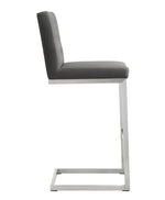 Helsinki 2 Grey Vegan Leather/Steel Bar Stools