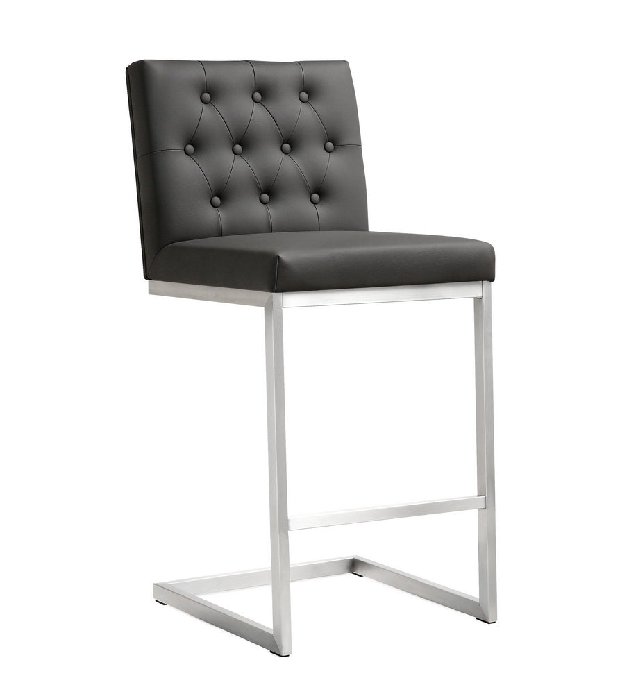 Helsinki 2 Grey Vegan Leather/Steel Counter Stools