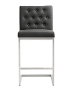 Helsinki 2 Grey Vegan Leather/Steel Counter Stools