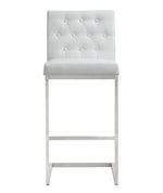 Helsinki 2 White Vegan Leather/Steel Bar Stools