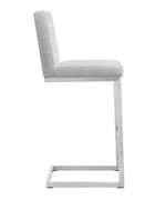 Helsinki 2 White Vegan Leather/Steel Bar Stools