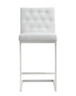 Helsinki 2 White Vegan Leather/Steel Counter Stools