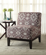 Hinte Global Print Chenille & Dark Brown Wood Accent Chair