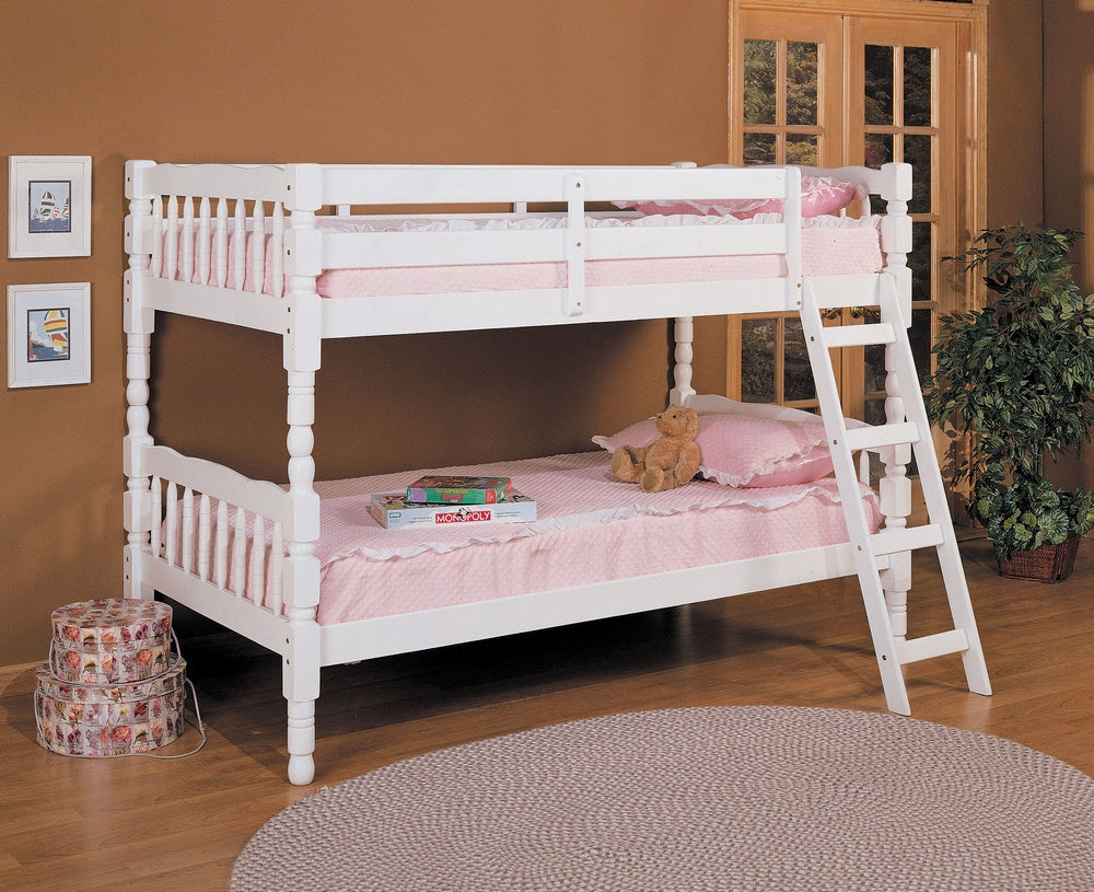 Homestead White Pine Wood Twin over Twin Bunk Bed