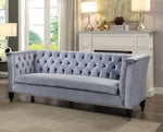 Honor Blue-Gray Velvet Sofa with Nailhead Trim