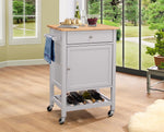 Hoogzen Natural & Gray Wood Kitchen Cart with Wine Bottle Rack