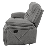 Higgins Grey Coated Microfiber Manual Recliner Sofa