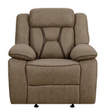 Higgins Tan Coated Microfiber Manual Glider Recliner