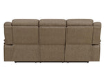 Higgins Tan Coated Microfiber Manual Recliner Sofa