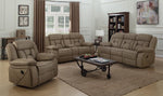 Higgins Tan Coated Microfiber Manual Recliner Sofa