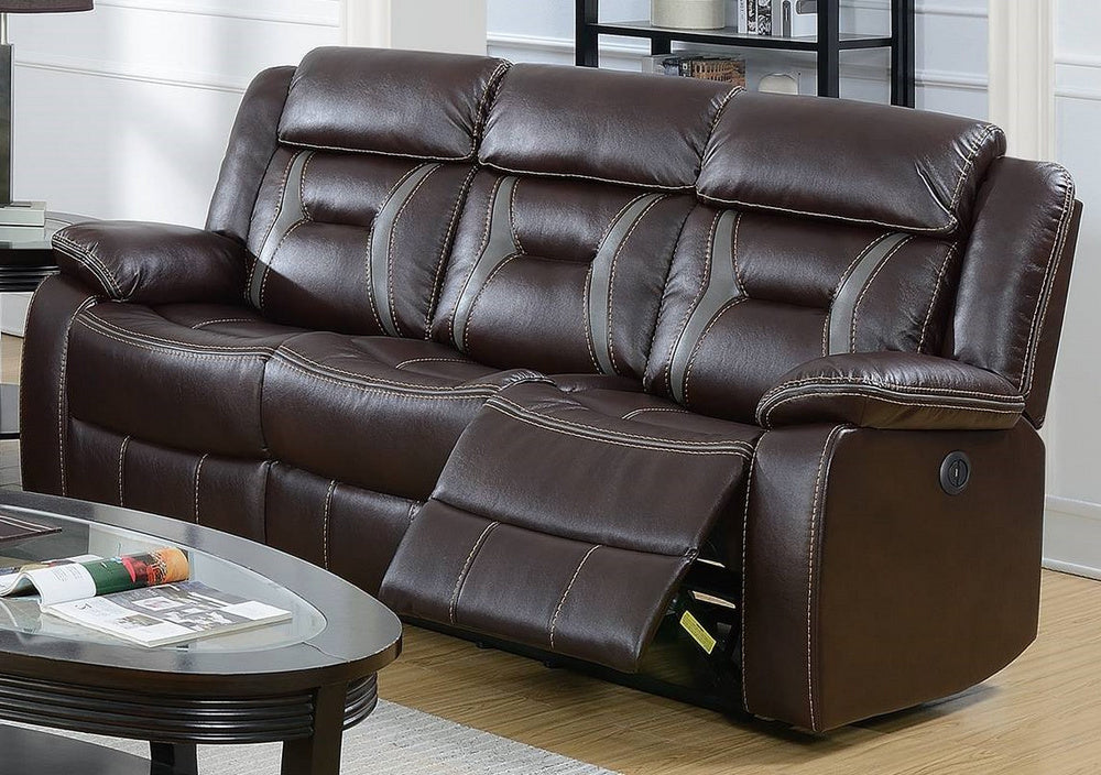 Imogene Dark Brown Gel Leatherette Power Recliner Sofa