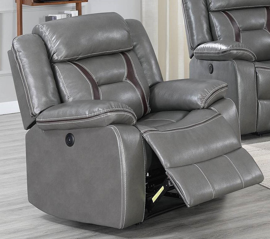 Imogene Grey Gel Leatherette Power Recliner