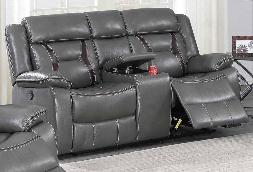 Imogene Grey Gel Leatherette Power Recliner Loveseat