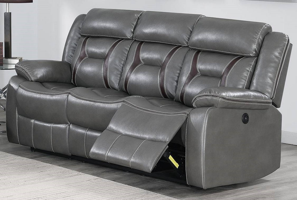 Imogene Grey Gel Leatherette Power Recliner Sofa