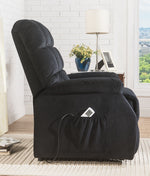 Ipomoea Black Velvet Power Recliner with Massage & Lift Assist