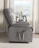 Ipomoea Gray Velvet Power Recliner with Massage & Lift Assist