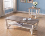 Isa Dark Taupe/Ivory Wood Coffee Table with Shelf