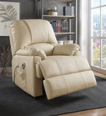 Ixora Beige PU Leather Power Recliner with Massage & Lift Assist