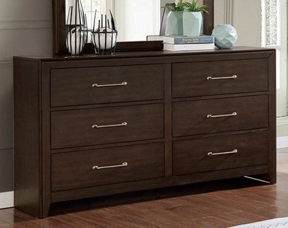 Jamie Walnut Wood 6-Drawer Dresser