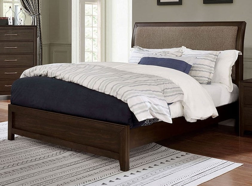 Jamie Walnut/Light Brown Wood Queen Bed