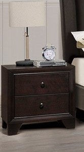 Jana Brown Wood 2-Drawer Nightstand