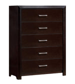 Janine Espresso Wood 5-Drawer Chest