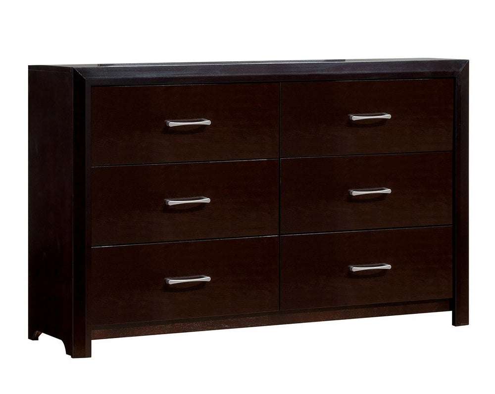 Janine Espresso Wood 6-Drawer Dresser