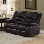 Jarita Brown Bi-Cast Vinyl Manual Recliner Loveseat