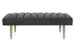 Jax Grey Velvet Bench with Gold Metal Legs