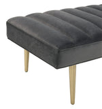 Jax Grey Velvet Bench with Gold Metal Legs