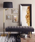 Jax Grey Velvet Bench with Gold Metal Legs