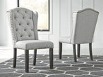 Jeanette 2 Linen Fabric/Black Wood Side Chairs