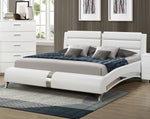 Jeremaine White Leatherette Cal King Platform Bed