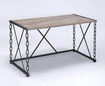 Jodie Rustic Oak Wood/Antique Black Metal Office Desk