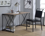 Jodie Rustic Oak Wood/Antique Black Metal Office Desk