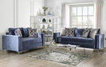 Jodie Satin Blue Microfiber Loveseat